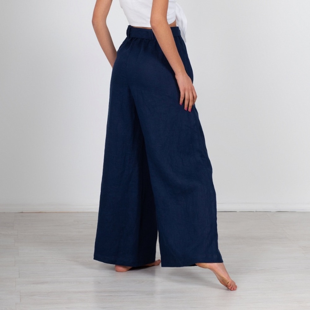 Linocolore dark grey linen pants